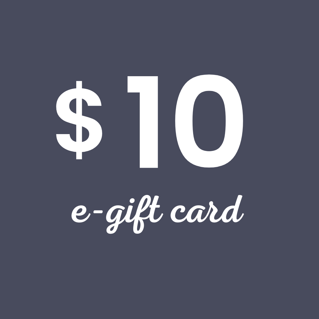 Ten dollar e-gift card on a dark blue background