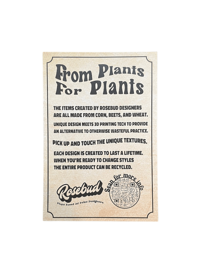 Rosebud product packaging with text about materials and design